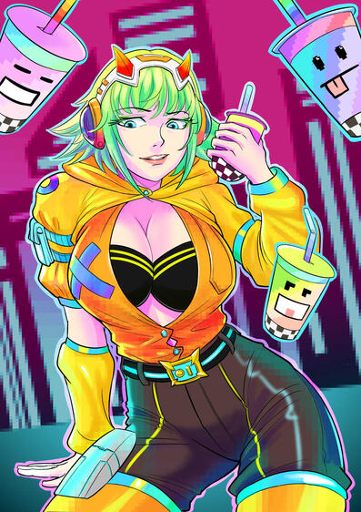 Cyberpunk Boba Girl